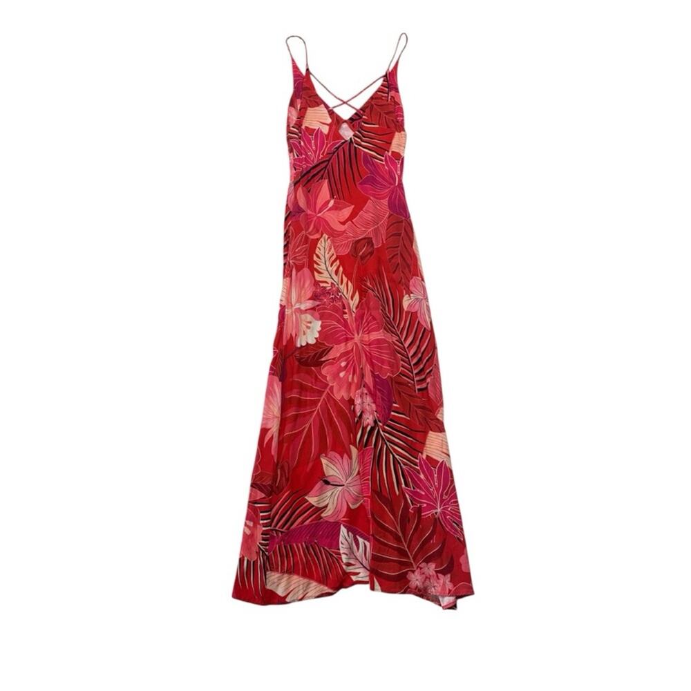 Farm Rio xs Philipa maxi dress Tropical Red Pink women's party Hawaiian resort - Picture 12 of 12